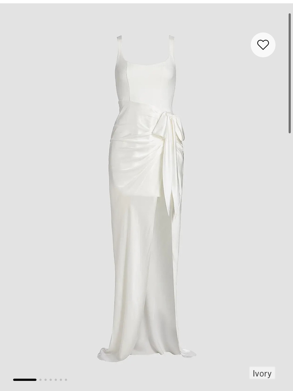 cinq a sept ivory white Satin Maxi Dress with Side Tie